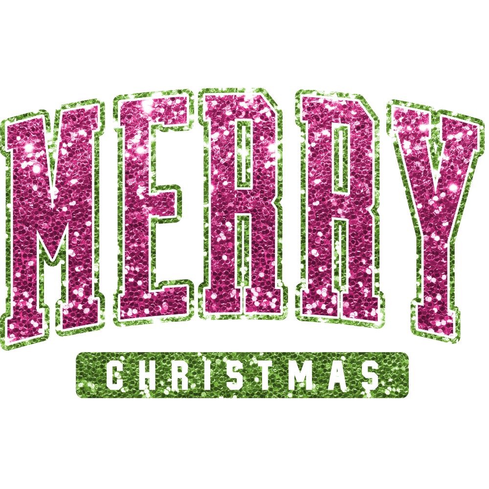 Merry Christmas Sequins Pink and Lime Green