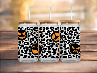 Leopard Jack-O-Lantern UV DTF 16oz Wrap