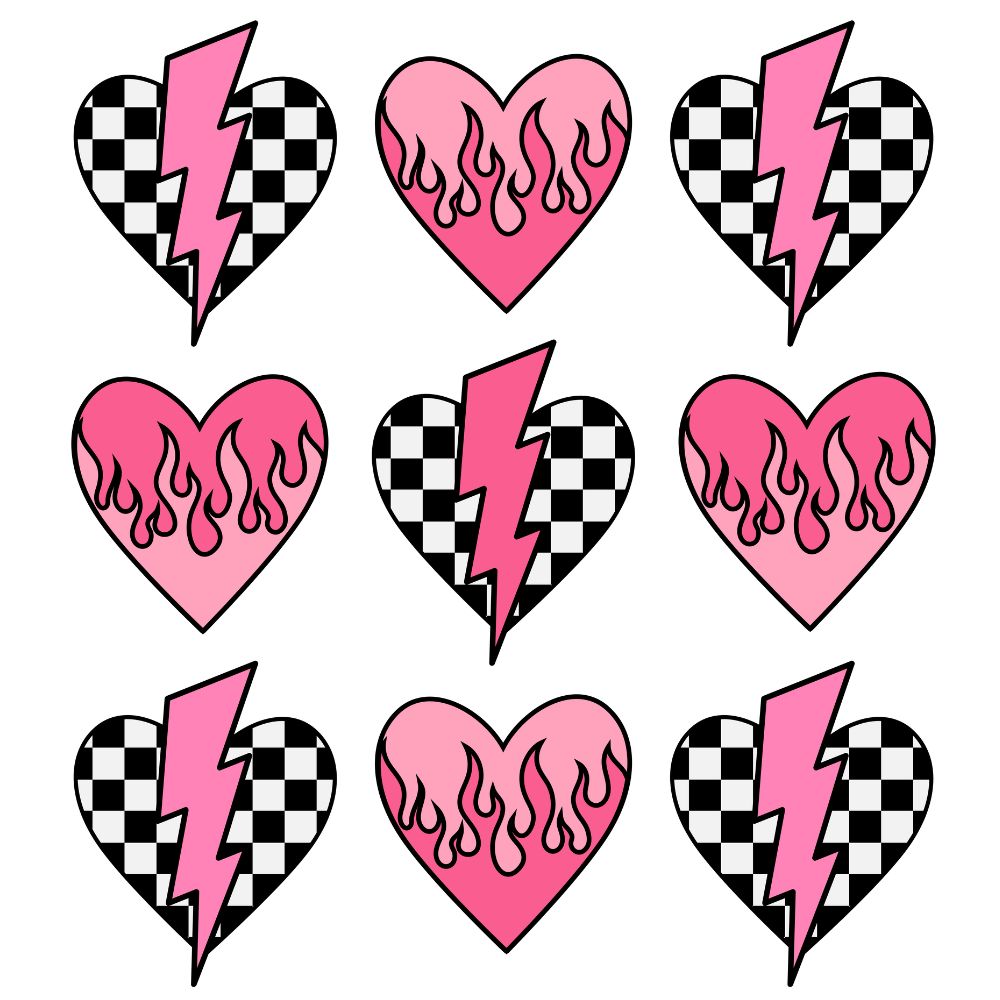 Pink And Checkered Hearts