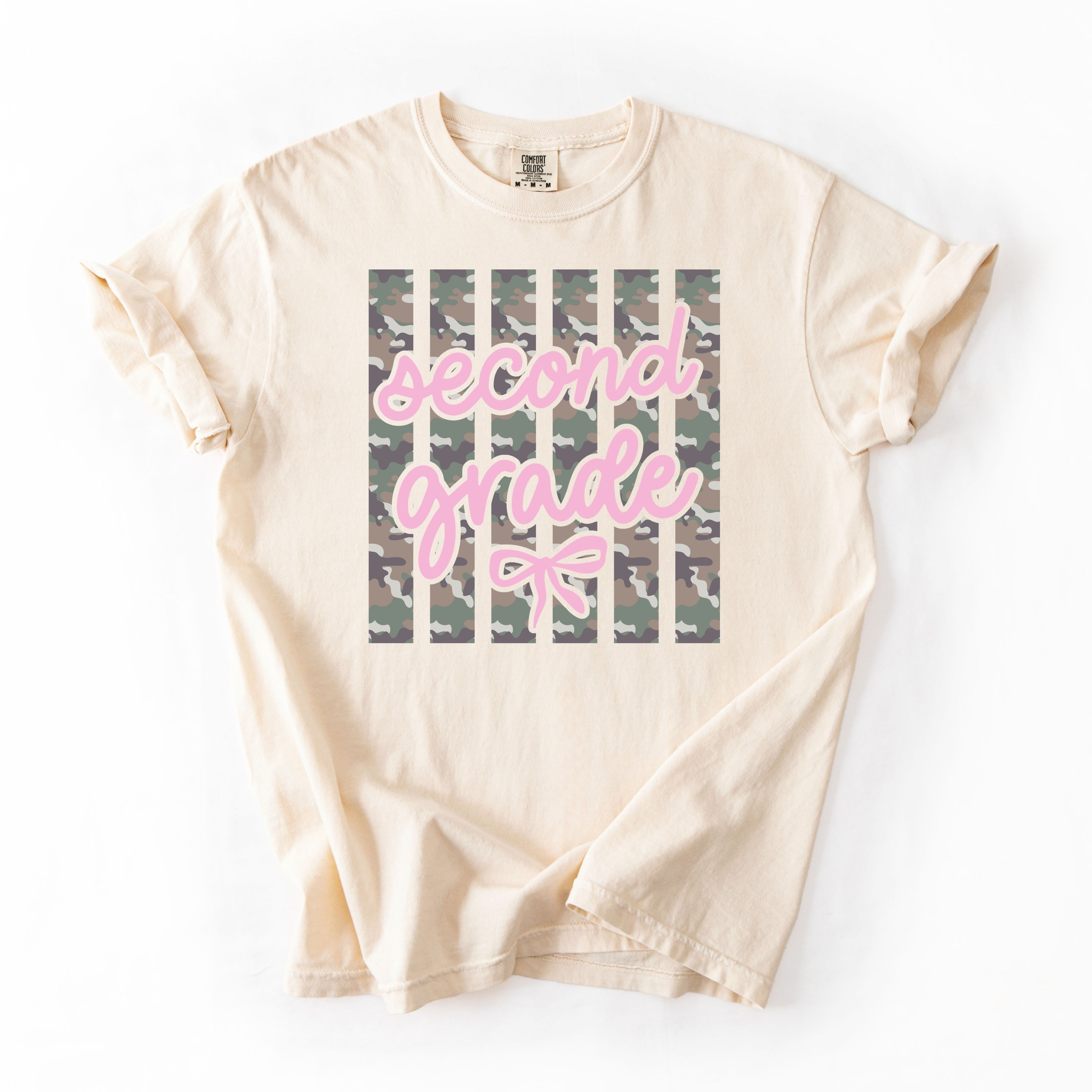 Second Grade Camo Stripes Bow