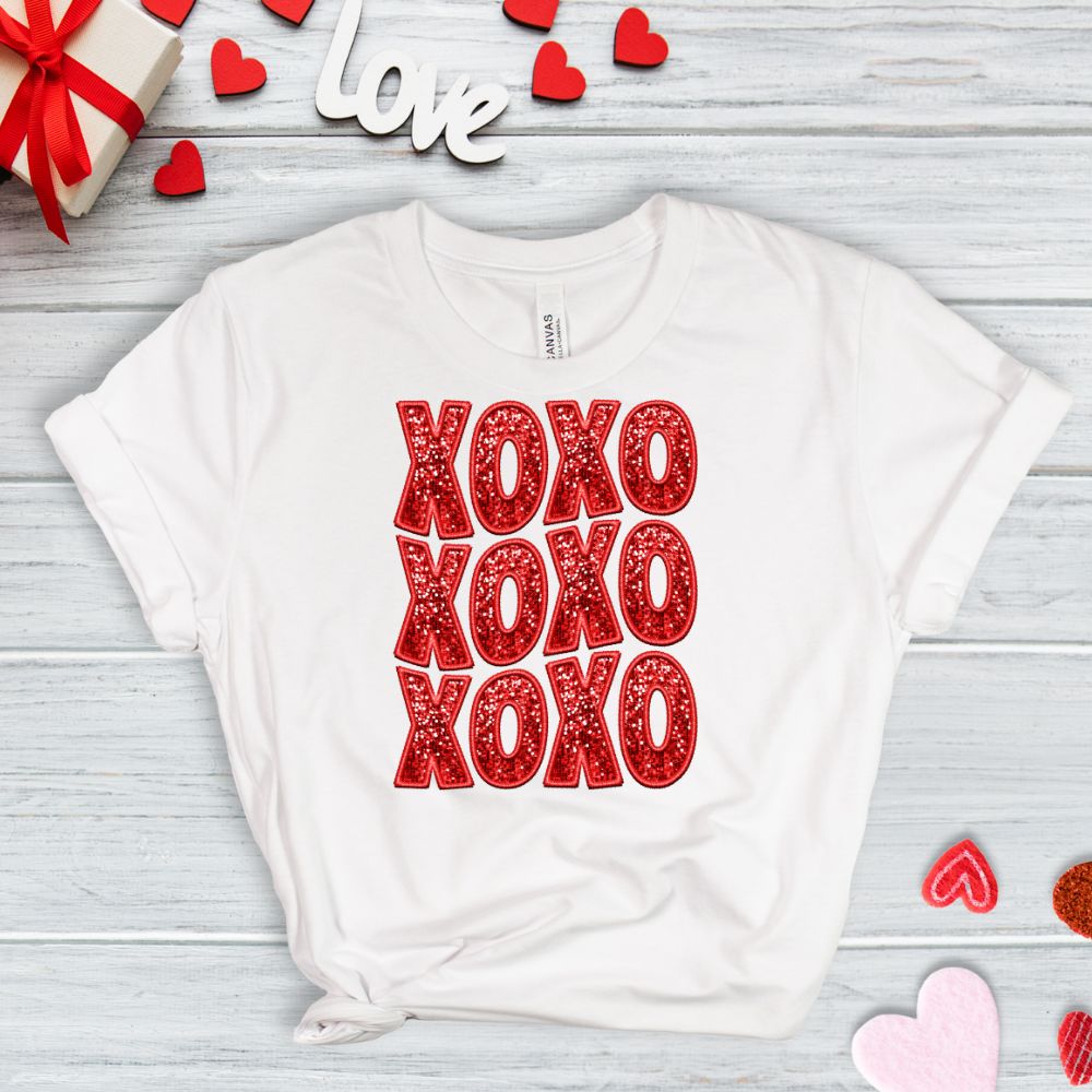 Wavy XOXO Sequins Red